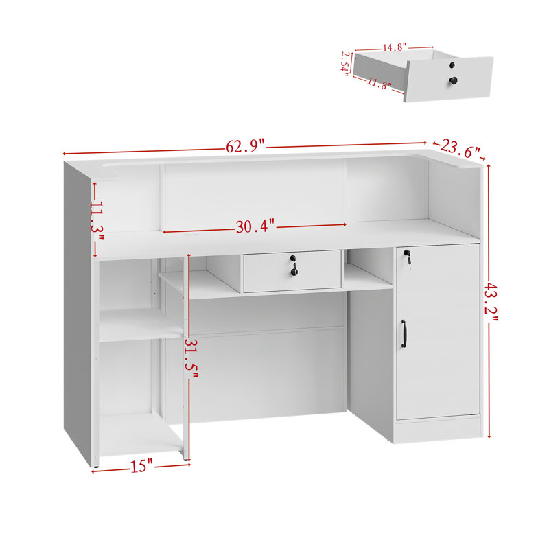 Velda Rectangle Solid Manufactured Wood Reception Desk